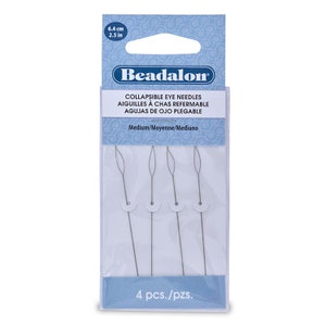 Beadalon MEDIUM Collapsible Eye Beading Needles 2.5" 4/Pkg