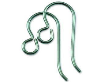 Premium Green Niobium Ear Wires, 10-Pack Hypoallergenic Earring Hooks, USA Made, Perfect for Sensitive Ears