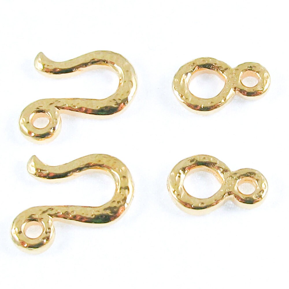 Gold Hammered Hook & Eye Clasps TierraCast Pewter 2 Sets Etsy