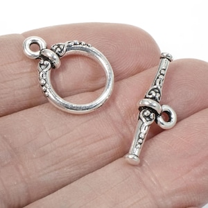 Elegant Silver Heirloom Toggle Clasps by TierraCast - Ornate Jewelry Fasteners for DIY Crafting (2 Pack)