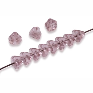 50 Baby Bell Flower Beads - Lavender - Czech Glass - 4x6mm Small Flowers - Jewelry-Making - Craft Supplies