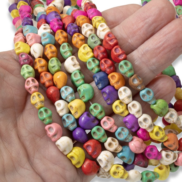 Colorful Mini Skull Stone Beads, Ideal for Day of the Dead, Halloween & Skull Jewelry Making, Small Skulls Goth Crafts