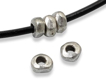 Silver 5mm Nugget Spacer Beads, 5-Pack Large Hole for Leather Cord, Nunn Design, Perfect for Bracelets and Necklaces