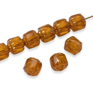 Topaz Faceted 6mm Crown Cathedral Beads, 25-Pack Czech Glass Jewelry Supplies