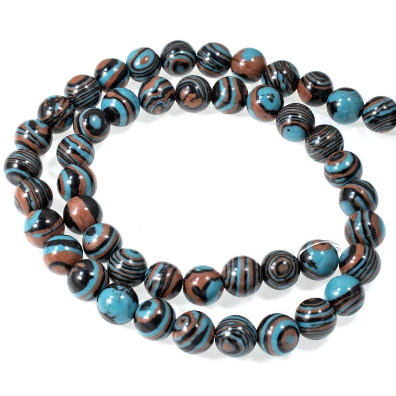 thumbnail image 2 of Yellow Lace Malachite Beads – 8mm Round Gemstone Strand, 35cm, Natural Stone 2 of 4