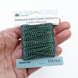 1mm Iridescent Green Non-Stretch Cord (59ft) for Ornaments, Jewelry Making & Crafts