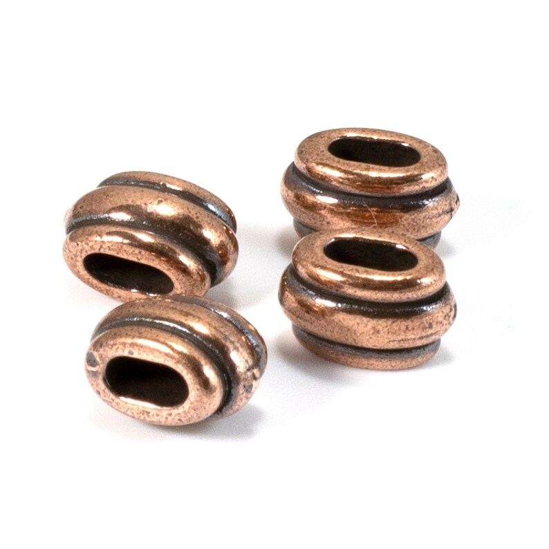 Copper Deco Barrel Slider Beads for Leather Cord ID 4x2mm Etsy
