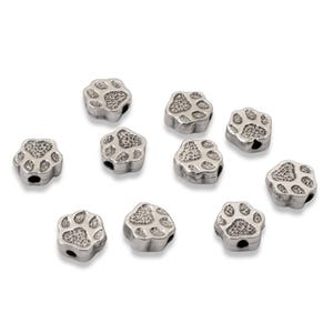 Silver Paw Print Beads, TierraCast Designed 10-Pack Dog-Themed Jewelry Crafting Pet Lover Gift image 6