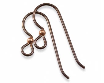 Hypoallergenic Bronze Niobium Ear Wires + Copper Bead Accent 10-Pack, Professional USA Made Supplies