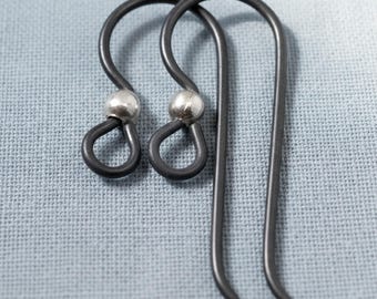Black Niobium Earring Hooks with Sterling Silver Bead: Hypoallergenic Findings Sensitive Ears USA Made Mixed Metal 10-Pack
