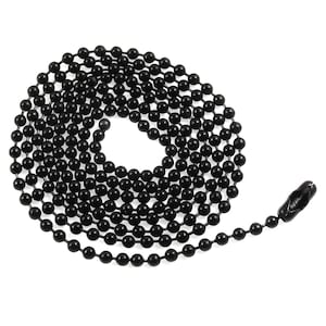 Sleek Black Coated Steel Ball Chain Necklace for Dog Tags - 2.4mm, 30 Inches Long, Military Style
