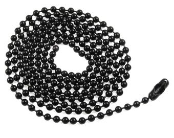 Sleek Black Coated Steel Ball Chain Necklace for Dog Tags - 2.4mm, 30 Inches Long, Military Style