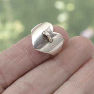 Silver Heart Ring Blank: Adjustable 2-Pack with Charm Loop for DIY Jewelry