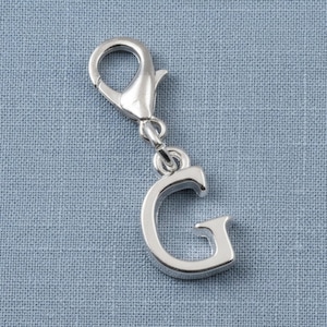 Letter "G" Clip On Charm, Silver Initial Alphabet Dangle with Lobster Clasp, Personalized Jewelry Accessory, Small Stocking Stuffer Gift