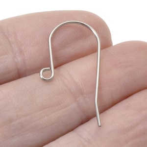 100 Tall Stainless Steel Ear Wires, Hypoallergenic Silver DIY Earring Findings for Custom Jewelry Making image 2