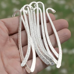 Mini Bookmark Blank Tibetan Style Charm Base Diy Craft Supply Wedding Favor Making Hook Shape Metal Finding Silver Swirl Design Petite