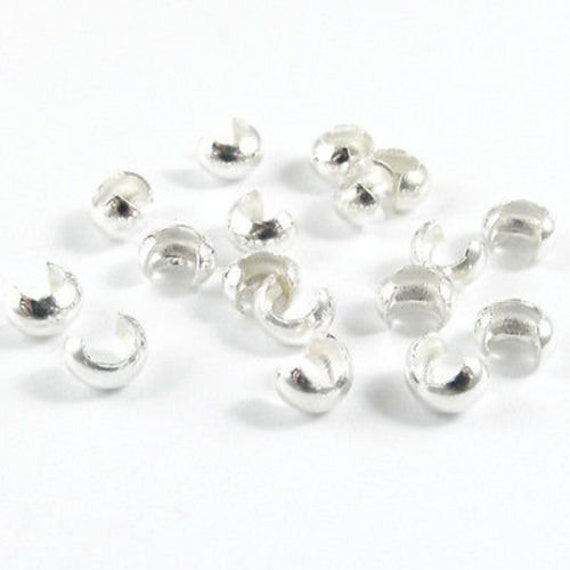 100 Silver Plated Brass 2mm Smooth Crimp Beads with 1.3mm ID