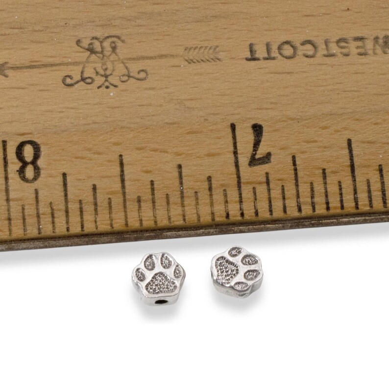 Silver Paw Print Beads, TierraCast Designed 10-Pack Dog-Themed Jewelry Crafting Pet Lover Gift image 7