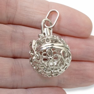 Silver Hollow Cage Pendant, Aromatherapy Locket for Crystals, Gemstones & Essential Oils