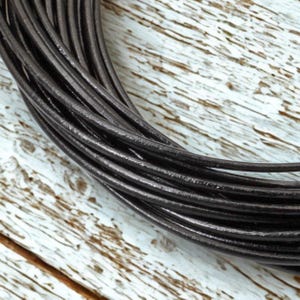 1.5mm Black Round Leather Cord 15 Feet, Genuine Cowhide Jewelry Making Supplies, Bracelet Necklace Cord, Bohemian Craft Materials