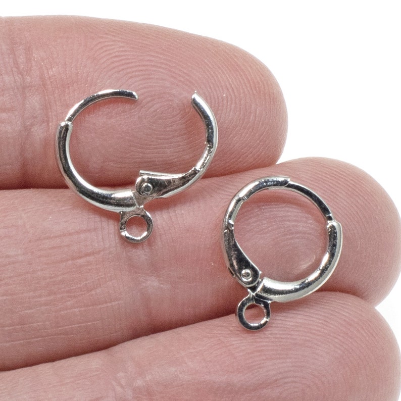 Silver Plated Brass 4 Pair Leverback Pierced Huggie Earring With Loop