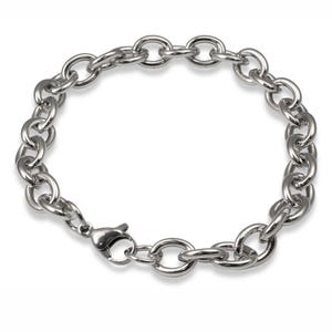 Cable Chain Bracelet Base, Stainless Steel Charm Bracelet, 8" Adjustable Oval Link, DIY Jewelry Making, Customizable Bracelet Finding