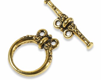 Gold Heirloom Two Strand Toggle Clasp, TierraCast Pewter (1 Set)