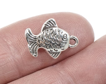 Mireval Sterling Silver Polished Fish Charm on an Optional Charm Holder 