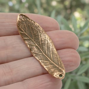 Leaf Bracelet Link: Antique Copper Plated Double Hole Connector Organic Nature Focal