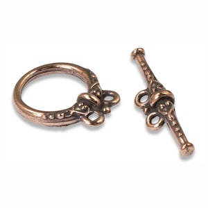 Elegant Copper Heirloom Two Strand Toggle Clasp, TierraCast Design for DIY Jewelry, 1 Set