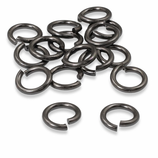 50 Black 16 Gauge Round Jump Rings, TierraCast Heavy Duty 7mm Connectors, Durable Component for Professional Jewelry Design