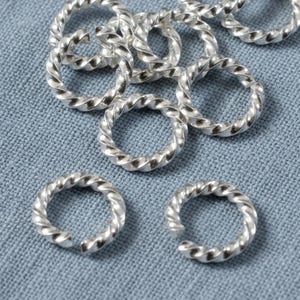 Large Bright Silver Rope Jump Rings: 10-Pack Charm Necklace Connectors, DIY Jewelry Making Supplies