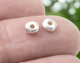 Silver Nugget Beads: Fine Silver Plated Pewter 5mm Organic Spacer 1.3mm Hole TierraCast 25-Pack