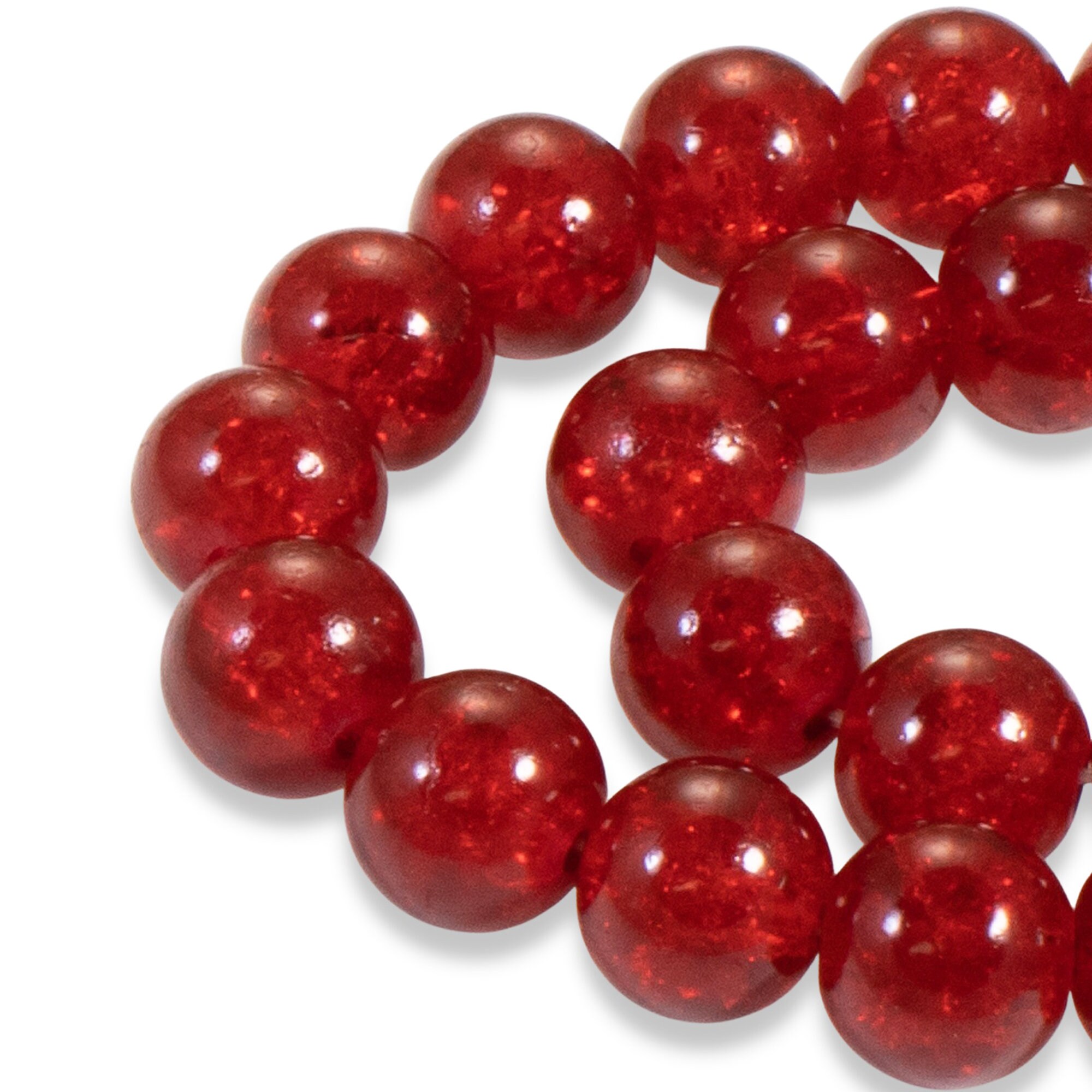 6mm Ruby Red Round Glass Crackle Beads | Hackberry Creek