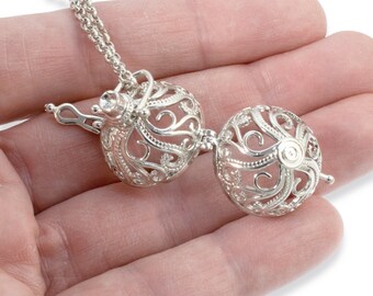 Empty Silver Plated Spiral Cage Pendant Necklace 15mm 20mm or 25mm