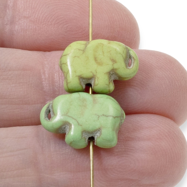 20 Green Elephant Beads - Small Lucky Elephants - Animal Beads for DIY Jewelry - Whimsical Beads for Elephant Lovers - Boho Crafts