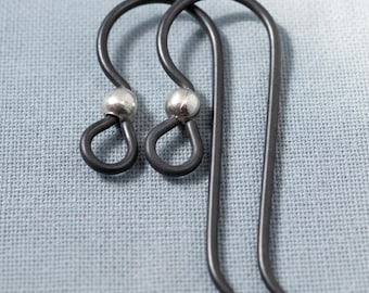 Black Niobium Earring Hooks with Sterling Silver Bead: Hypoallergenic Findings Sensitive Ears USA Made Mixed Metal 10-Pack