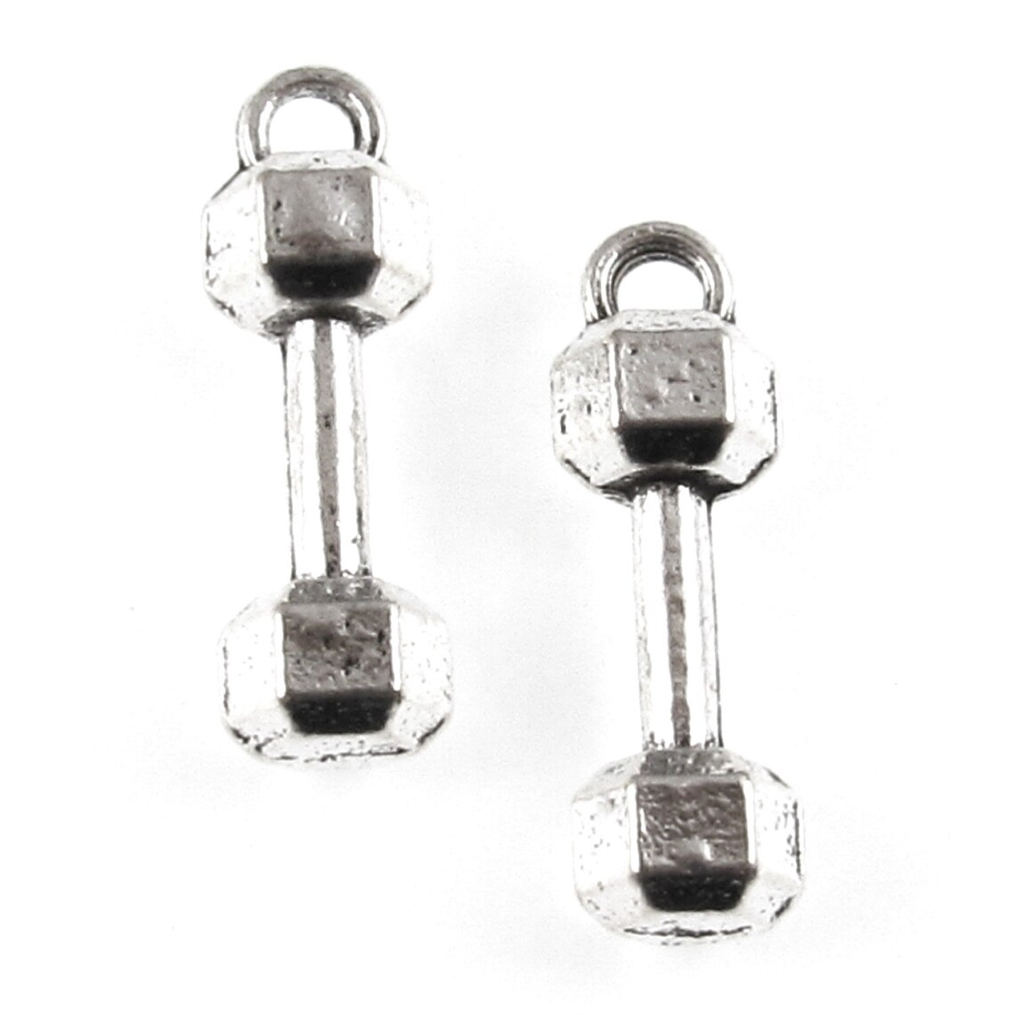 Silver Barbell Charms Metal Dumbbell Weight Workout Charm Etsy