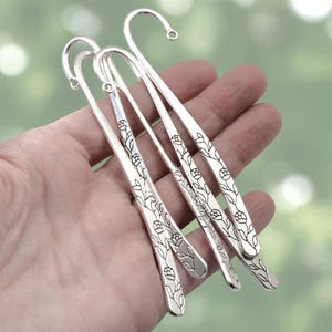 Rose Vine Bookmark Silver Charm Base Customizable Zinc Alloy Metal Shepherd Hook Page Marker Antique Reading Gift Book Enthusiast DIY