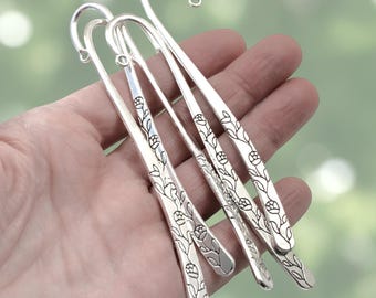 Rose Vine Bookmark Silver Charm Base Customizable Zinc Alloy Metal Shepherd Hook Page Marker Antique Reading Gift Book Enthusiast DIY