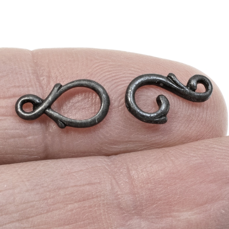 2 Sets TierraCast Pewter Black Vine Hook and Eye Clasps
