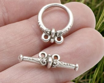 2 Sets Silver Toggle Clasp, TierraCast Two Strand Clasp, DIY Jewelry Making, Antique Silver Pewter, Multi Strand