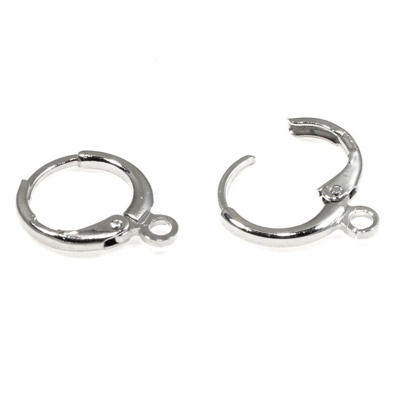 Silver Plated Brass 4 Pair Leverback Pierced Huggie Earring With Loop