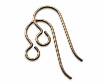 10 Pack Antique Brass Niobium Ear Wires, Hypoallergenic Earring Hooks, Sensitive Ears, USA Made