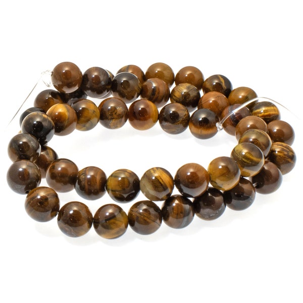 Brown Tiger Eye 8mm Round Gemstone Beads, 15" Strand (48 Pieces)