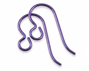 Purple Niobium Ear Wires, 10-Pack Hypoallergenic Nickel Free Earring Hooks, Lightweight Handmade Jewelry Findings, USA Made Premium