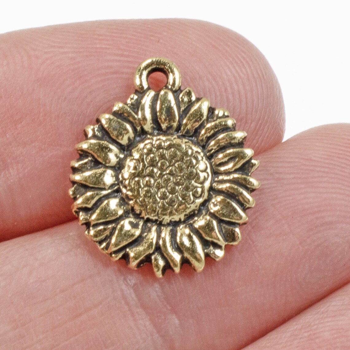 Gold Sunflower Charms Tierracast Spring Garden Flower Charm Etsy