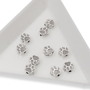Silver Paw Print Beads, TierraCast Designed 10-Pack Dog-Themed Jewelry Crafting Pet Lover Gift image 5
