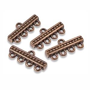 Copper 4-to-1 Beaded Links, TierraCast Connectors for Multi-Strand DIY Jewelry Making & Crafting