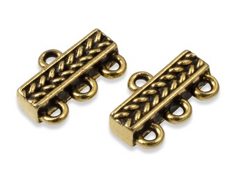 2 Pc Gold 3 to 1 Braided Links - Multi-Strand Connectors - TierraCast Pewter - 3-Strand Bracelet and Jewelry Making